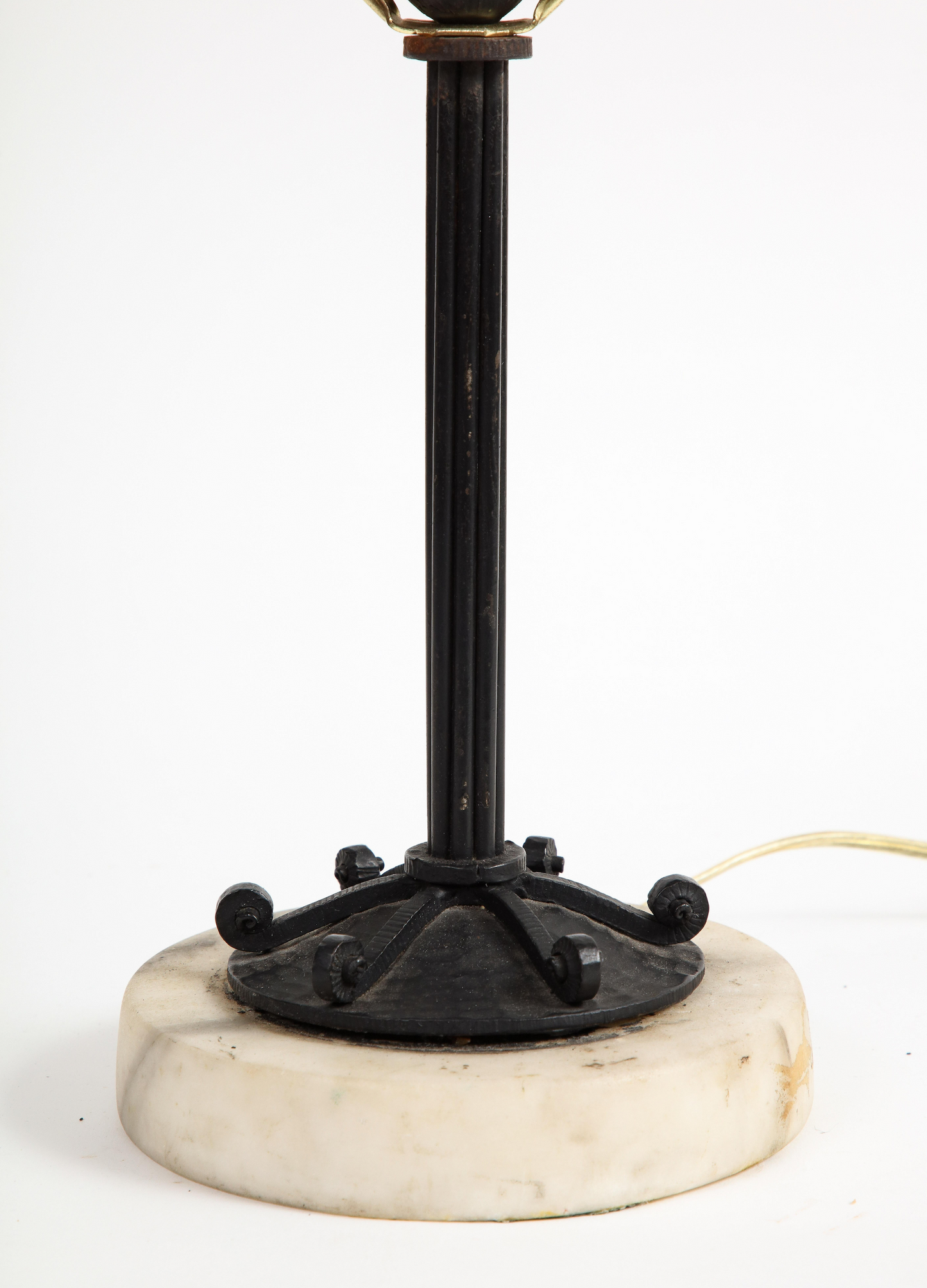 20th Century French Iron Table Lamp on Marble Base