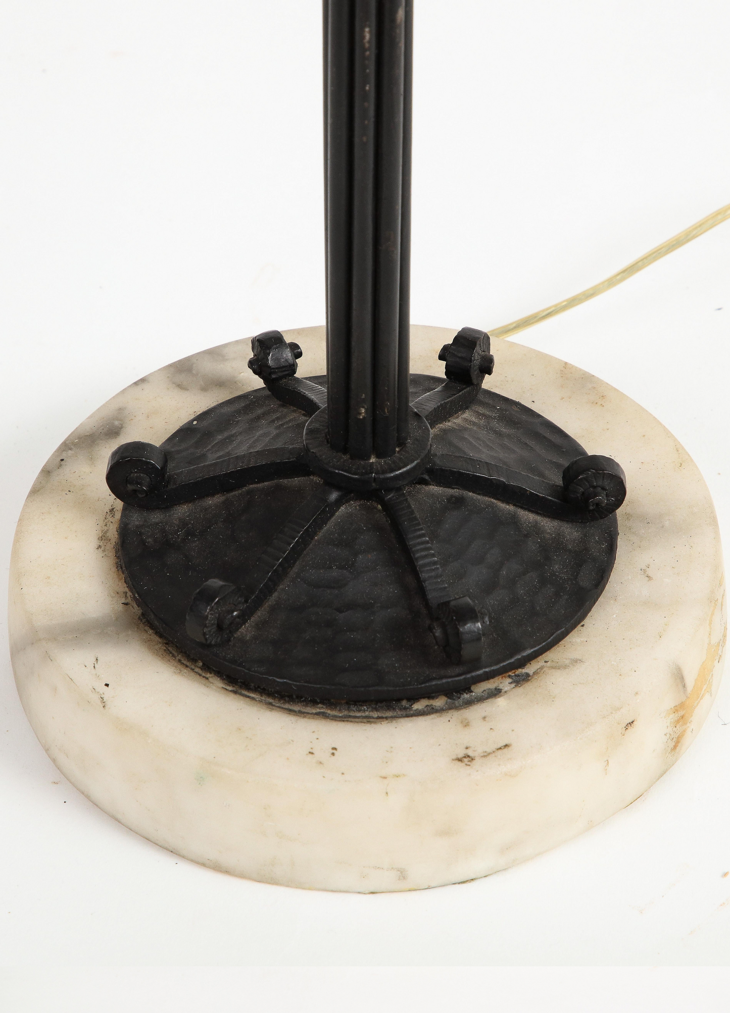 20th Century French Iron Table Lamp on Marble Base