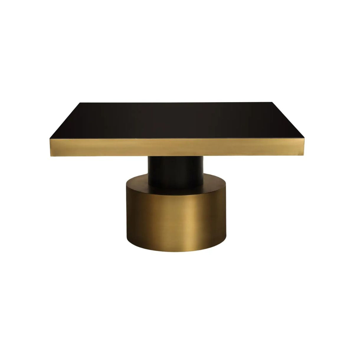 21st Century Art Deco Antique Brass and Black Lacquered Wood Rio Dining Table