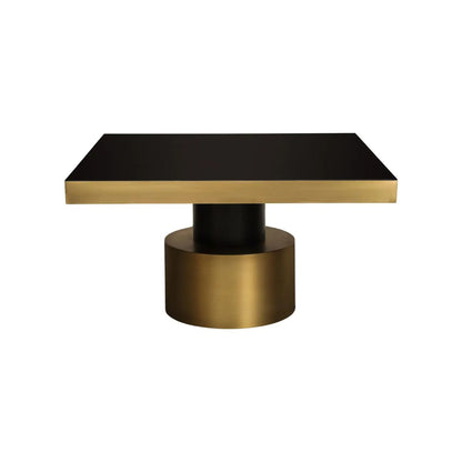 21st Century Art Deco Antique Brass and Black Lacquered Wood Rio Dining Table