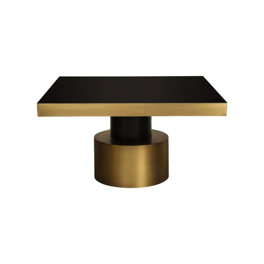 21st Century Art Deco Antique Brass and Black Lacquered Wood Rio Dining Table