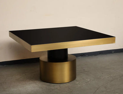 21st Century Art Deco Antique Brass and Black Lacquered Wood Rio Dining Table