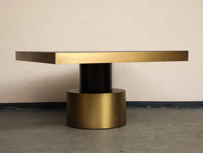 21st Century Art Deco Antique Brass and Black Lacquered Wood Rio Dining Table