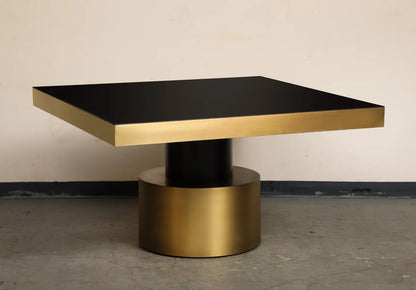 21st Century Art Deco Antique Brass and Black Lacquered Wood Rio Dining Table