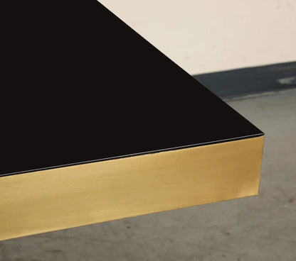 21st Century Art Deco Antique Brass and Black Lacquered Wood Rio Dining Table