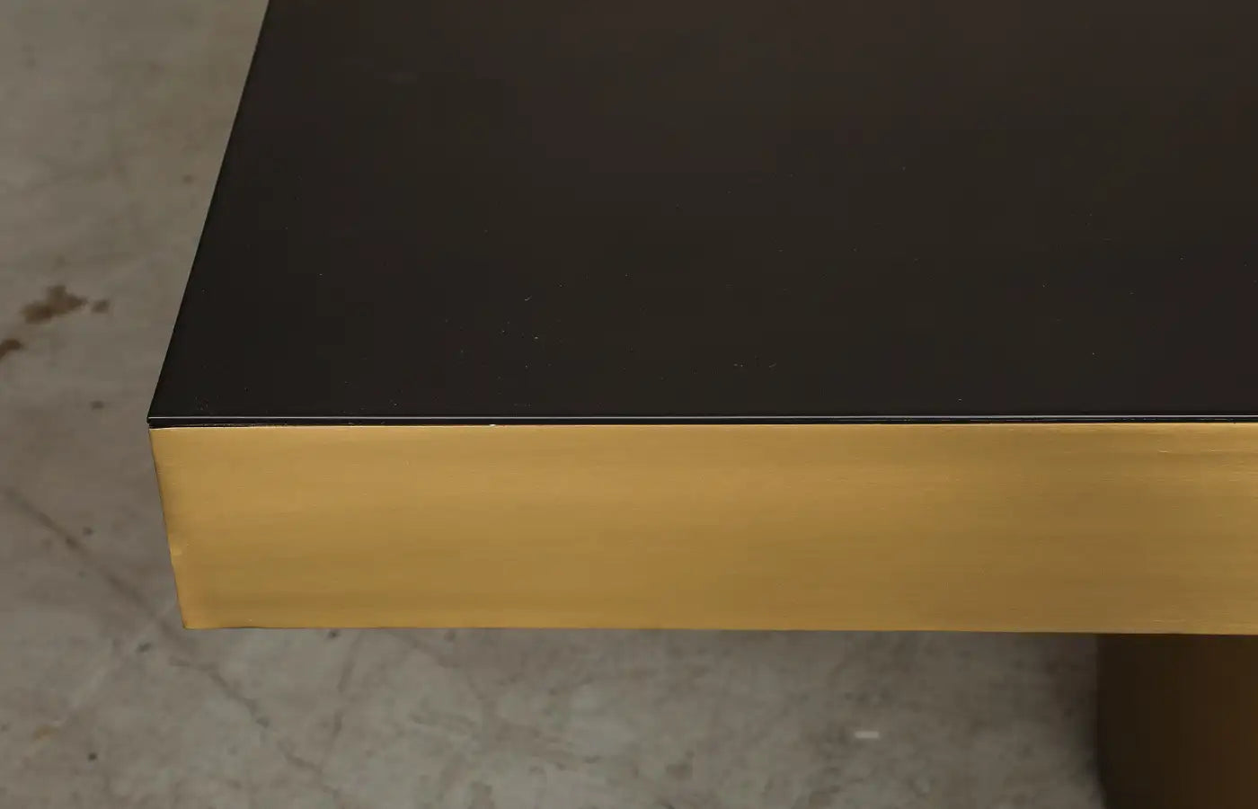 21st Century Art Deco Antique Brass and Black Lacquered Wood Rio Dining Table
