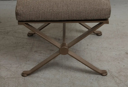 Pair of Contemporary Herringbone X-Form Bronze Benches