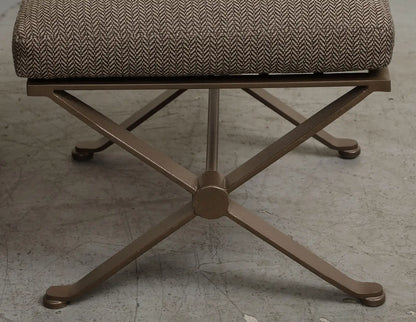 Pair of Contemporary Herringbone X-Form Bronze Benches