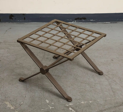 Pair of Contemporary Herringbone X-Form Bronze Benches