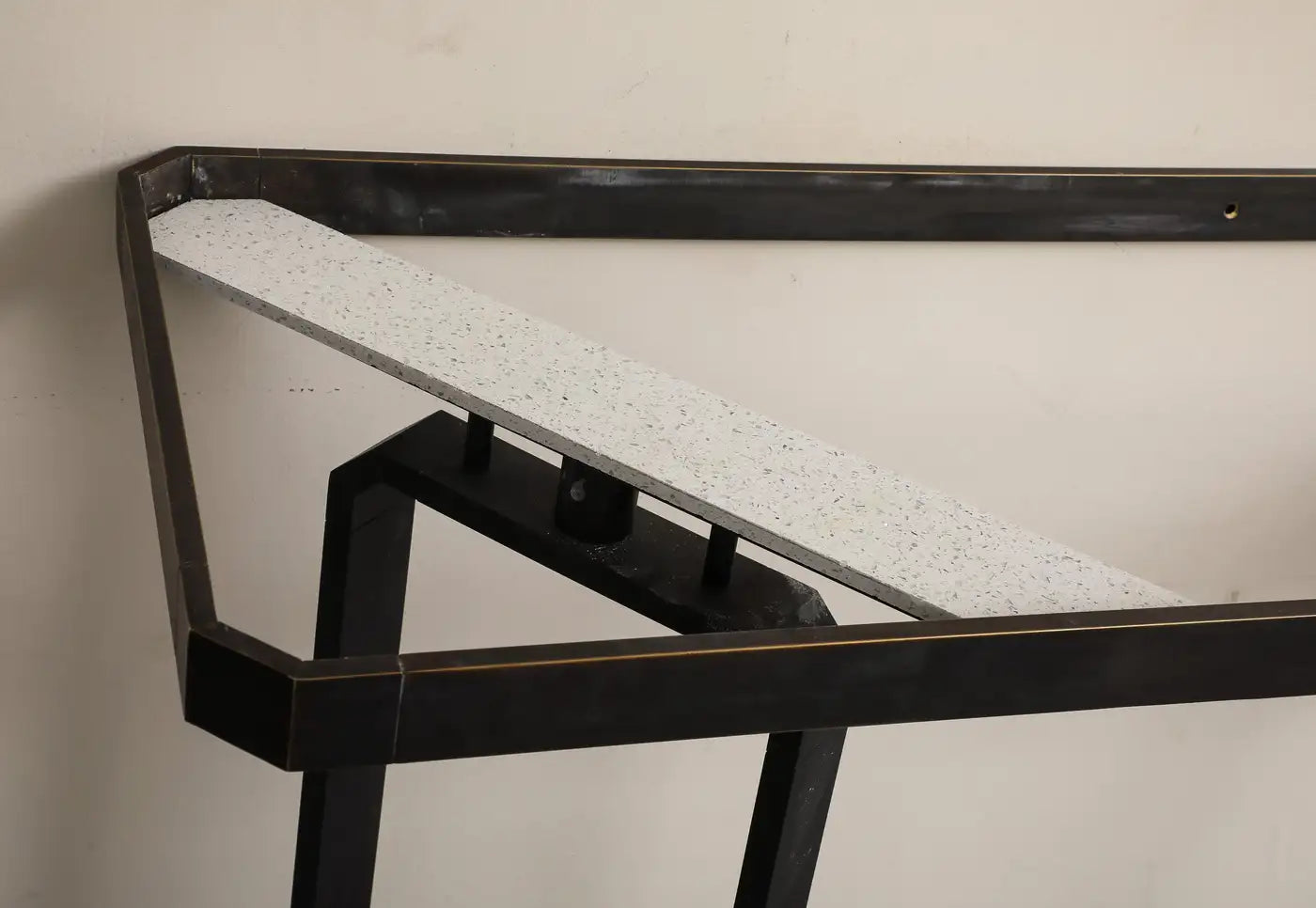 Modern Iron Wall-Mounted Officina Ciani Console with New Marble Top