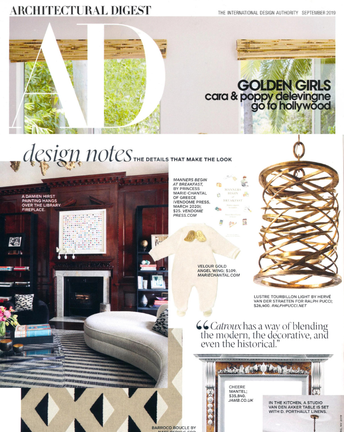 A page from Architectural Digest Magazine from 2019, in which Nate Berkus interiors work is featured.
