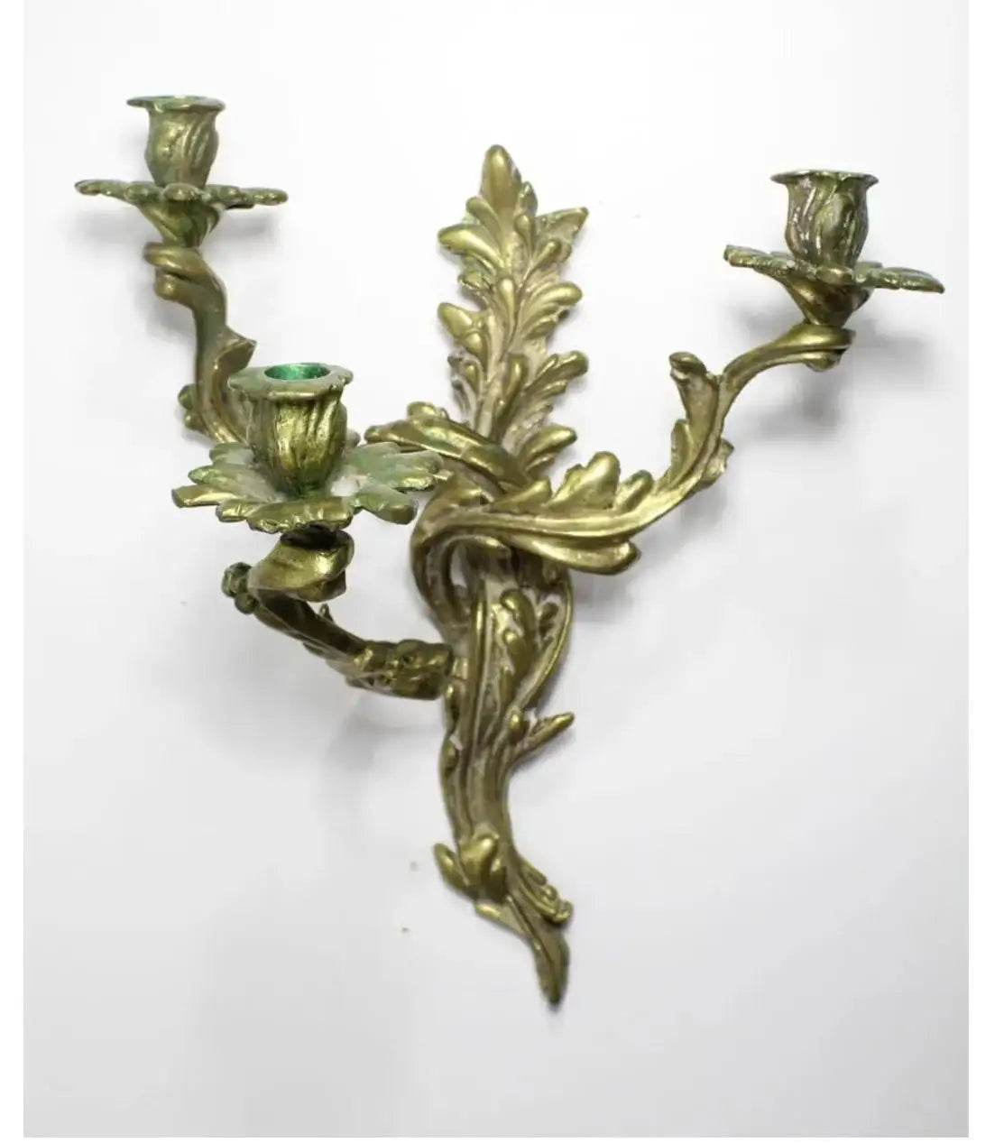 Pair of French 19th Century Bronze 3 Light Candle Rococco Style Wall Sconces