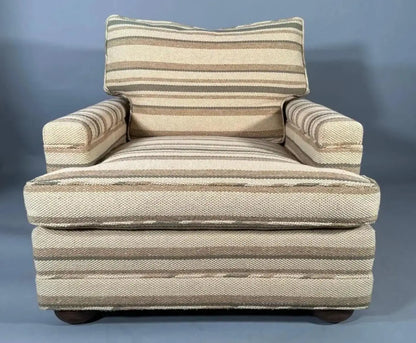 Large Scale Jean Michel Frank Style Upholstered Armchair and Ottoman circa 1950