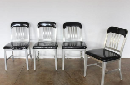 Aluminum and Black Vinyl Schoolhouse Chairs