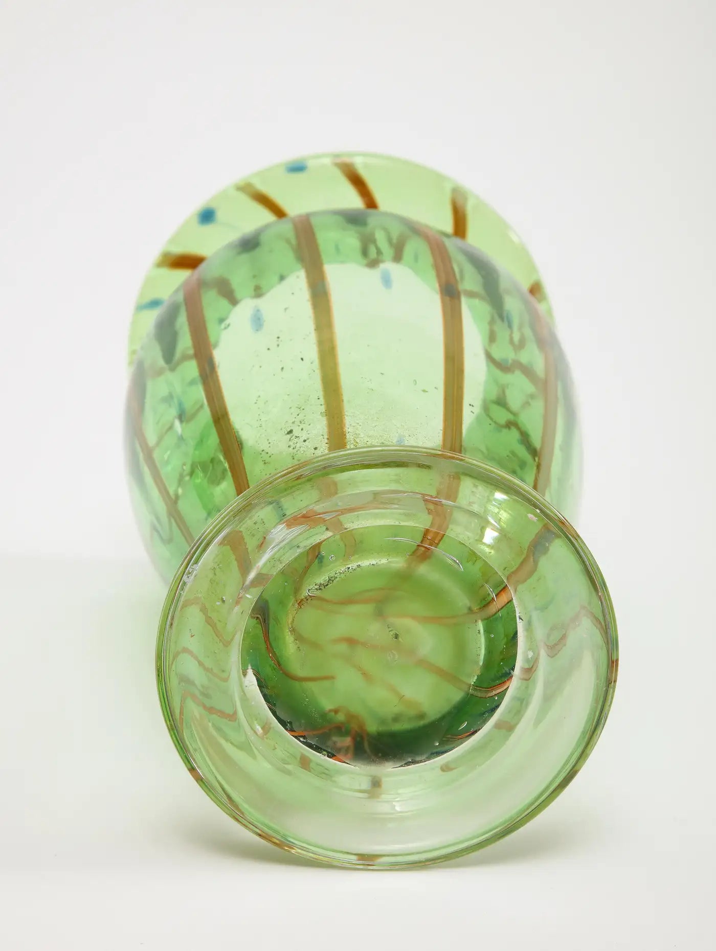 Midcentury Italian Green Murano Blown Glass Vase