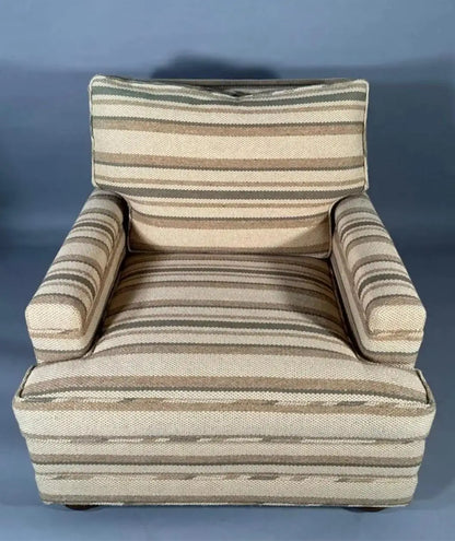 Large Scale Jean Michel Frank Style Upholstered Armchair and Ottoman circa 1950