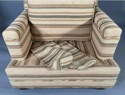 Large Scale Jean Michel Frank Style Upholstered Armchair and Ottoman circa 1950