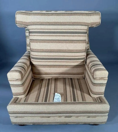 Large Scale Jean Michel Frank Style Upholstered Armchair and Ottoman circa 1950