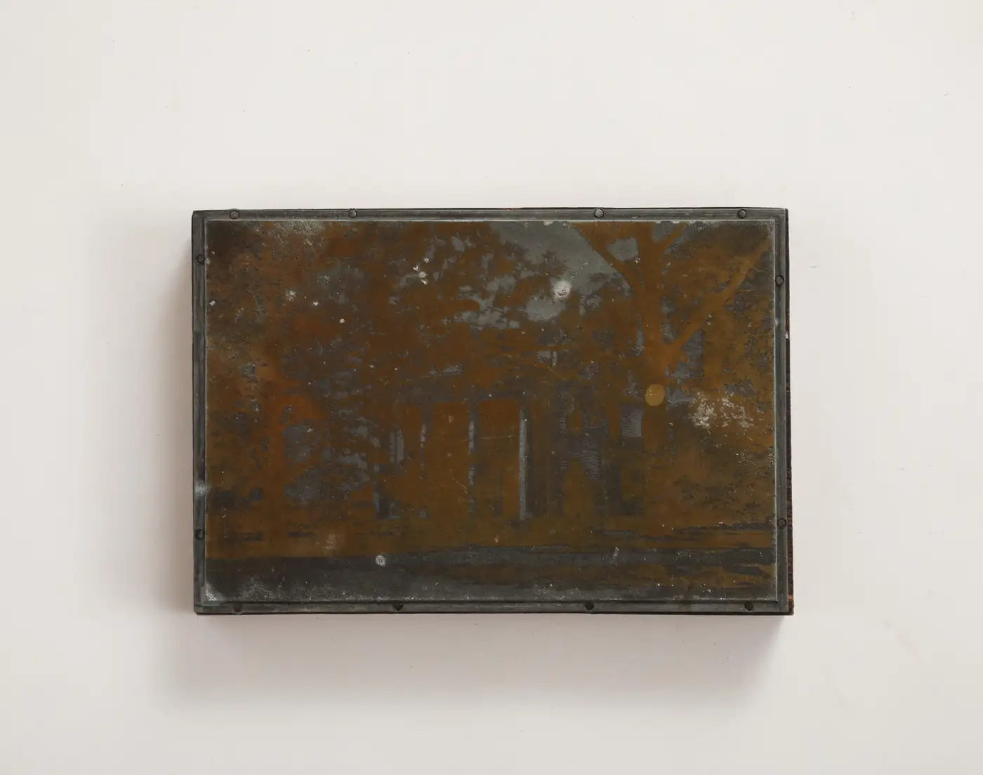 Antique 19th Century Photogravure Etched Copper Plate Mounted on Wood