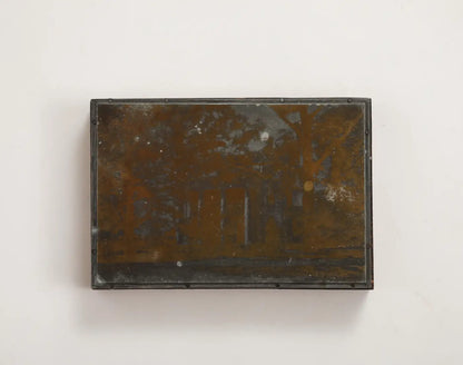 Antique 19th Century Photogravure Etched Copper Plate Mounted on Wood