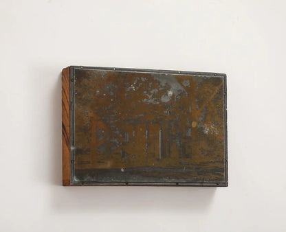 Antique 19th Century Photogravure Etched Copper Plate Mounted on Wood