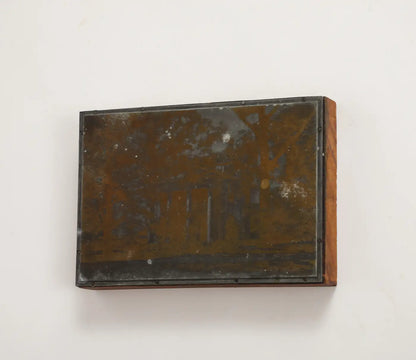 Antique 19th Century Photogravure Etched Copper Plate Mounted on Wood