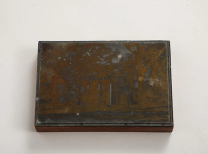 Antique 19th Century Photogravure Etched Copper Plate Mounted on Wood