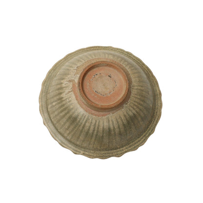 Antique Thai Celadon Bowl With Barbed Rim and Diamond Pattern