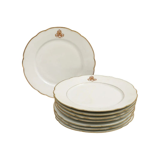 Charles Pillivuyt & Cie French Porcelain Dinner Plates, Set of 7