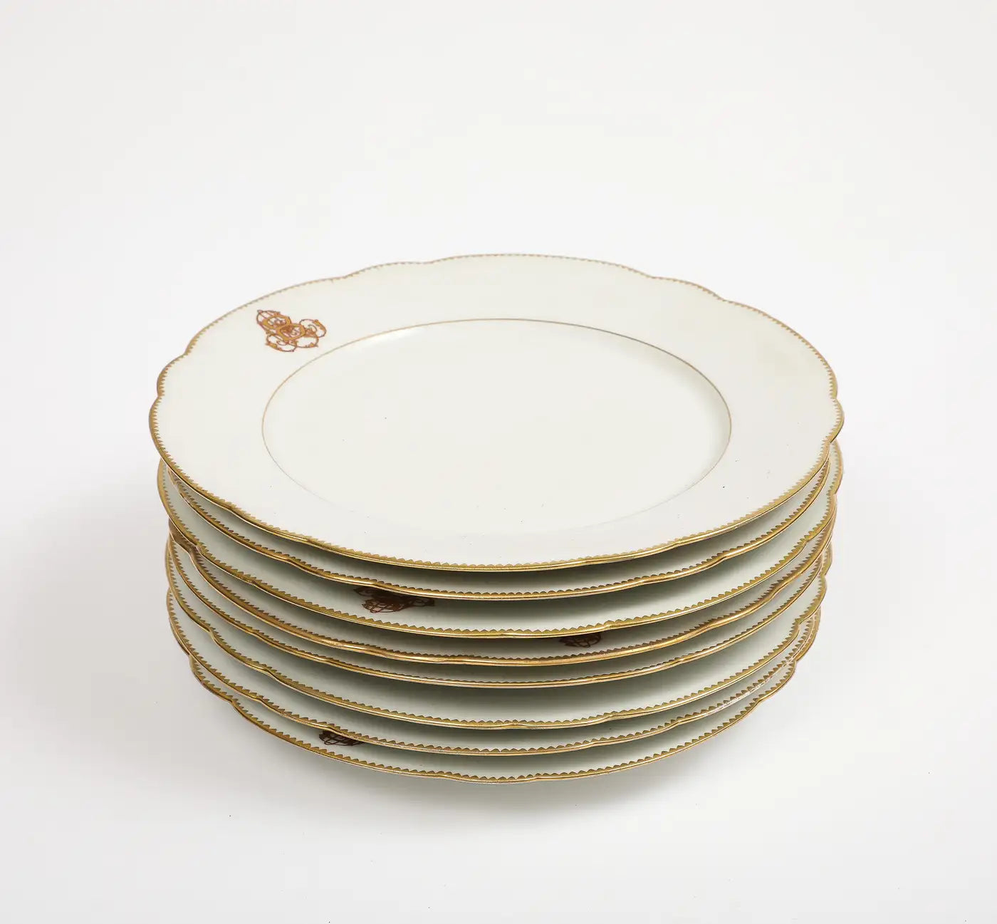 Charles Pillivuyt & Cie French Porcelain Dinner Plates, Set of 7
