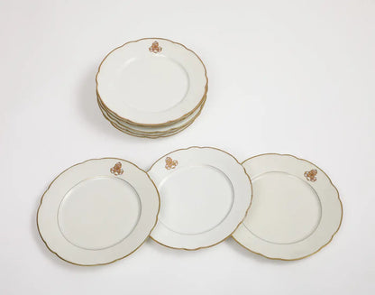 Charles Pillivuyt & Cie French Porcelain Dinner Plates, Set of 7