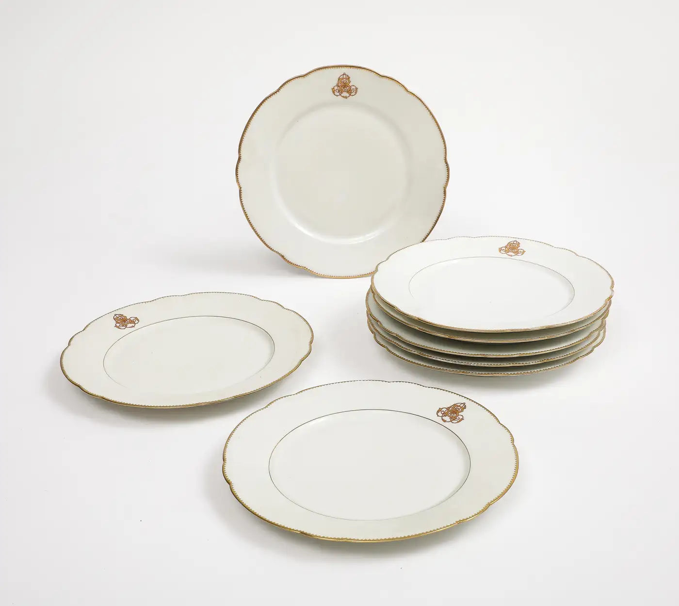 Charles Pillivuyt & Cie French Porcelain Dinner Plates, Set of 7