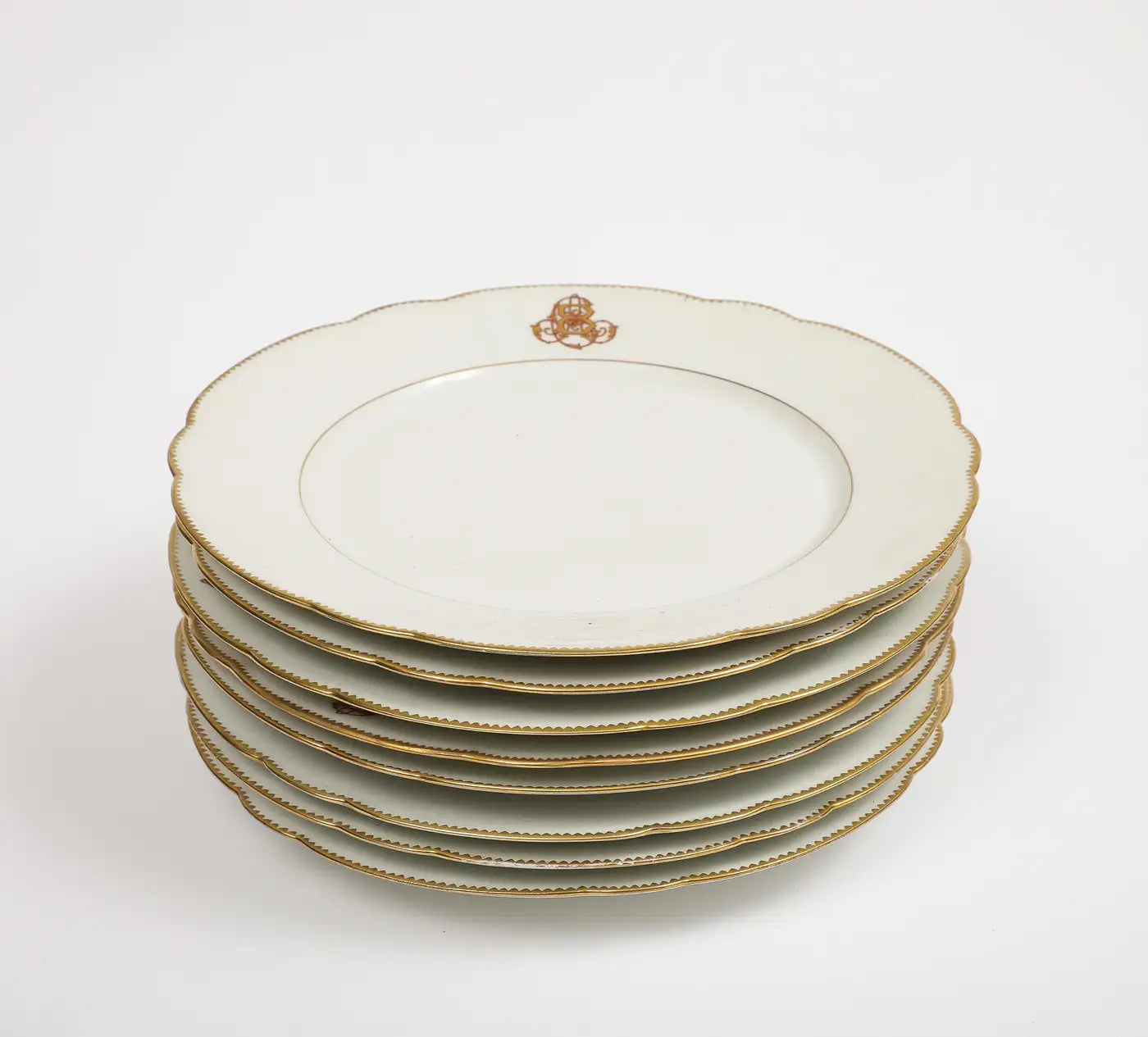 Charles Pillivuyt & Cie French Porcelain Dinner Plates, Set of 7