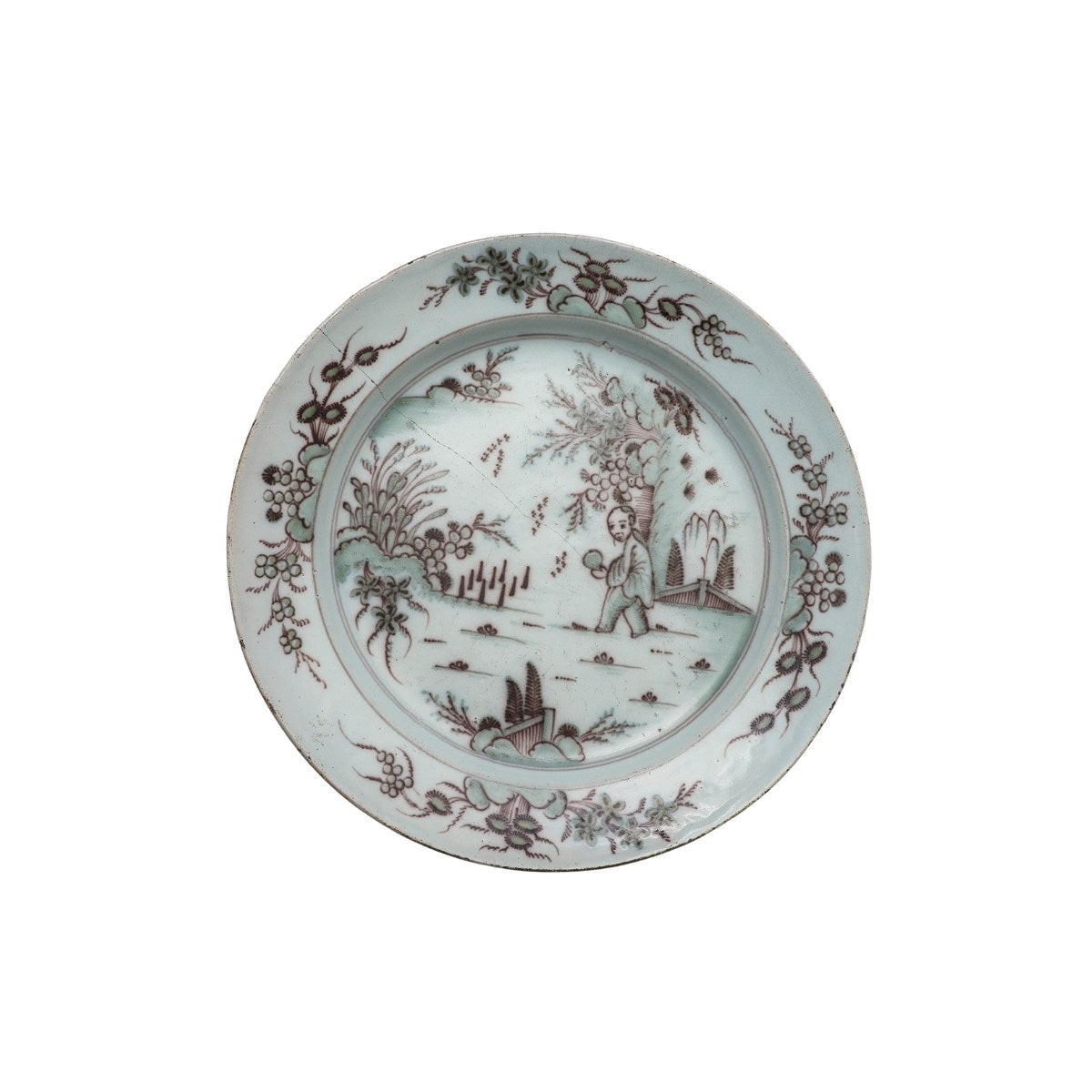 Early 18th C. Delft Manganese Tin Glazed Charger