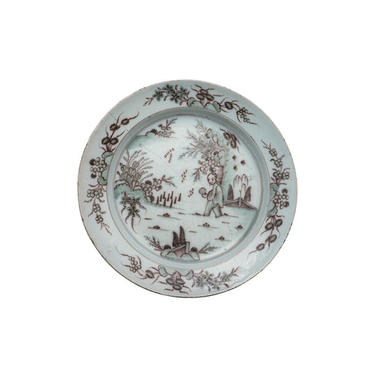 Early 18th C. Delft Manganese Tin Glazed Charger