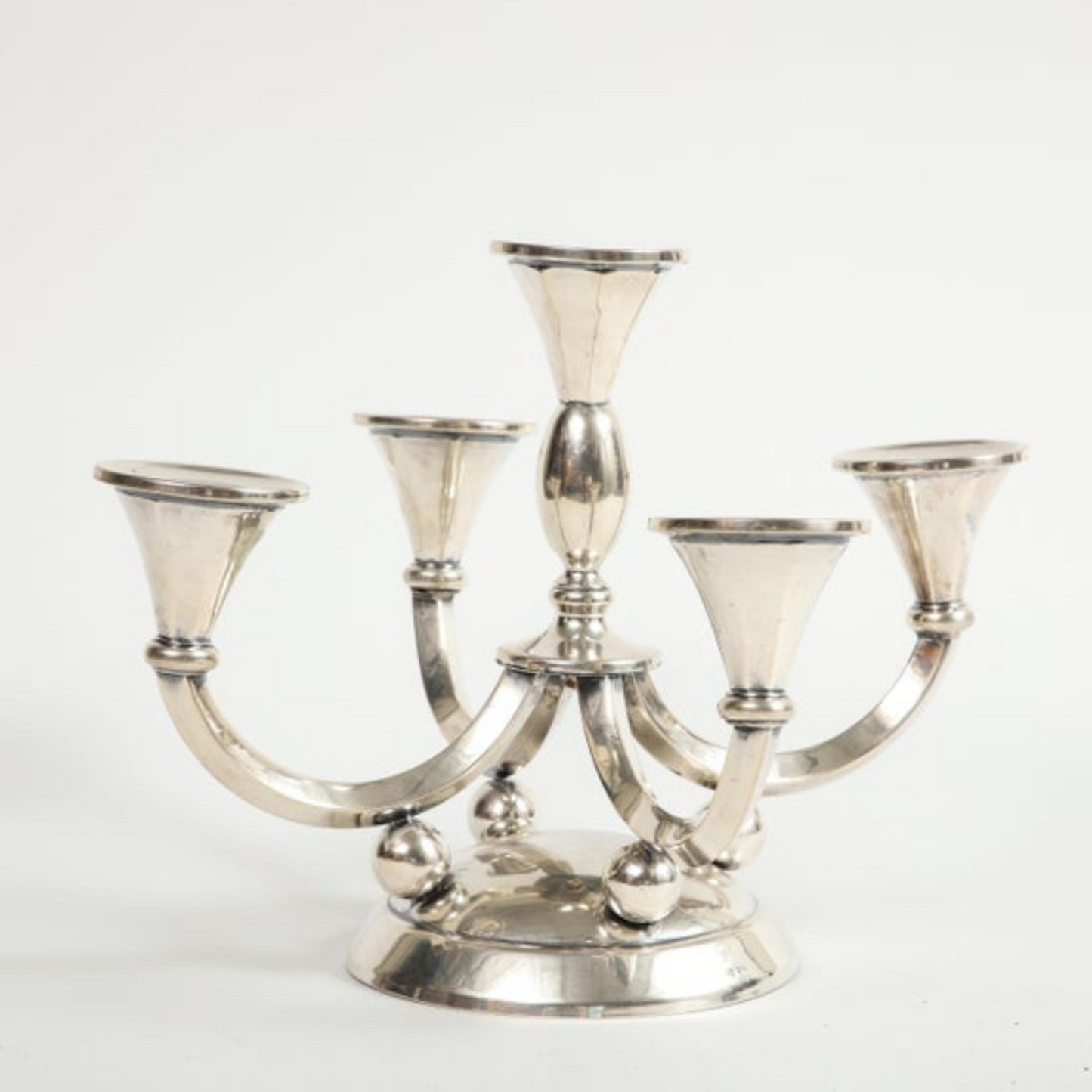 English Silver Five-Light Candleholder