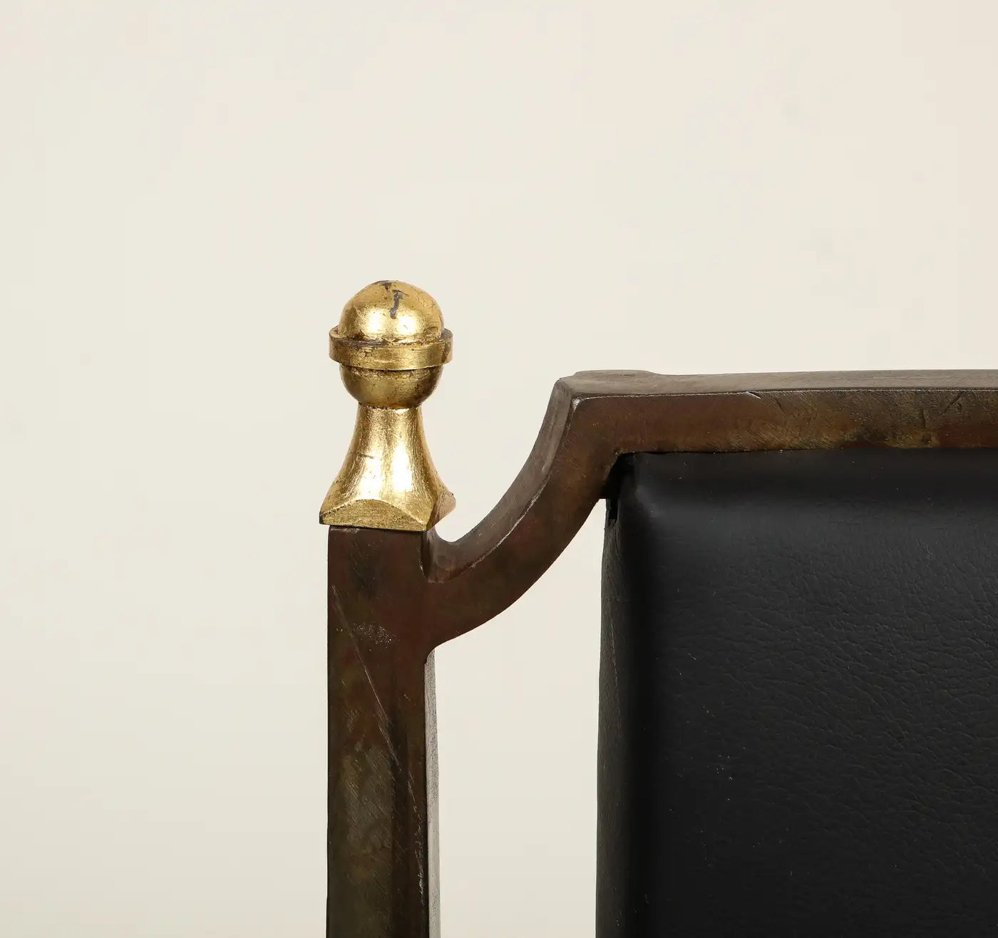 French Midcentury Blackened Iron & Gilt Dining Chairs, Set of 6