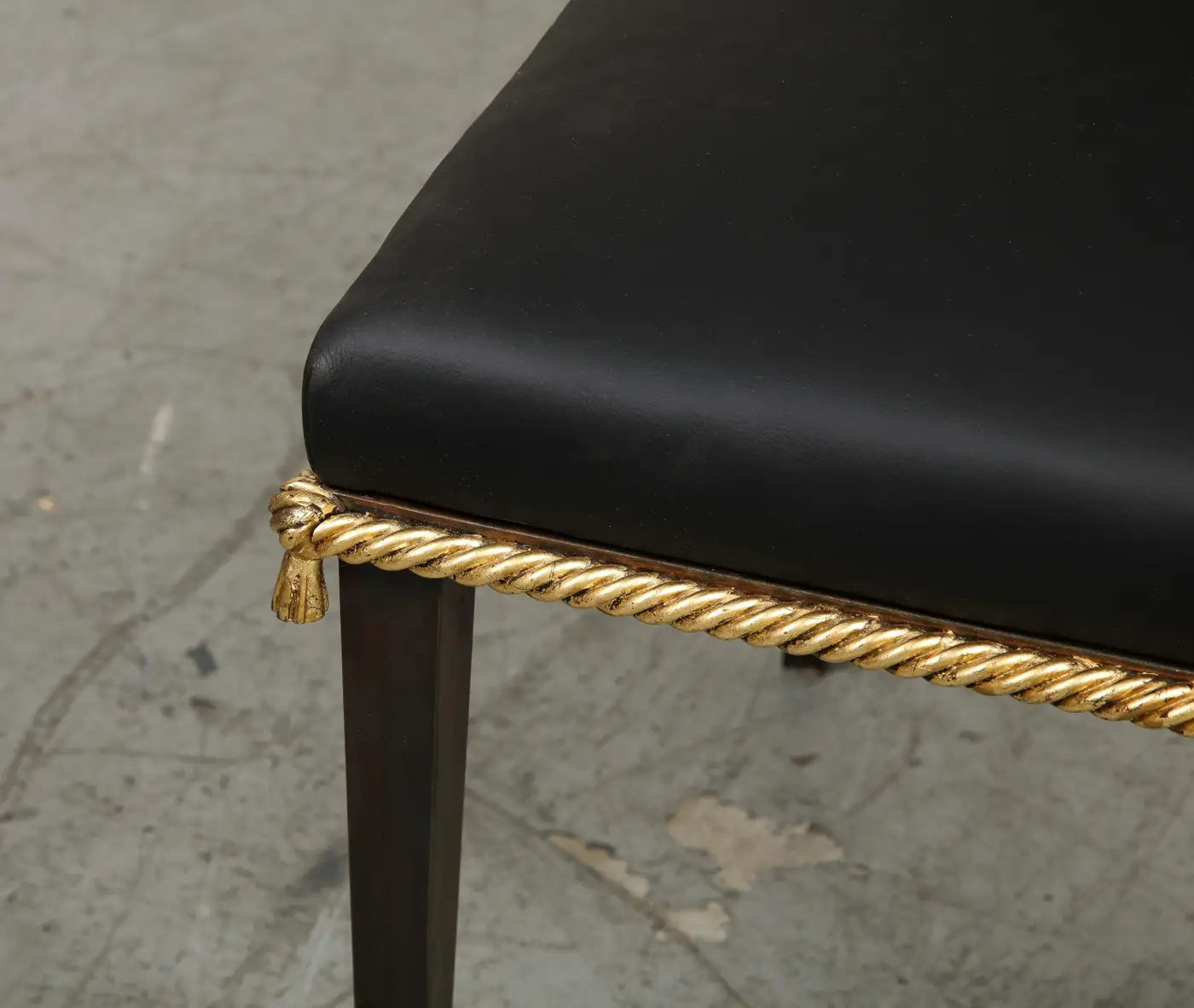 French Midcentury Blackened Iron & Gilt Dining Chairs, Set of 6