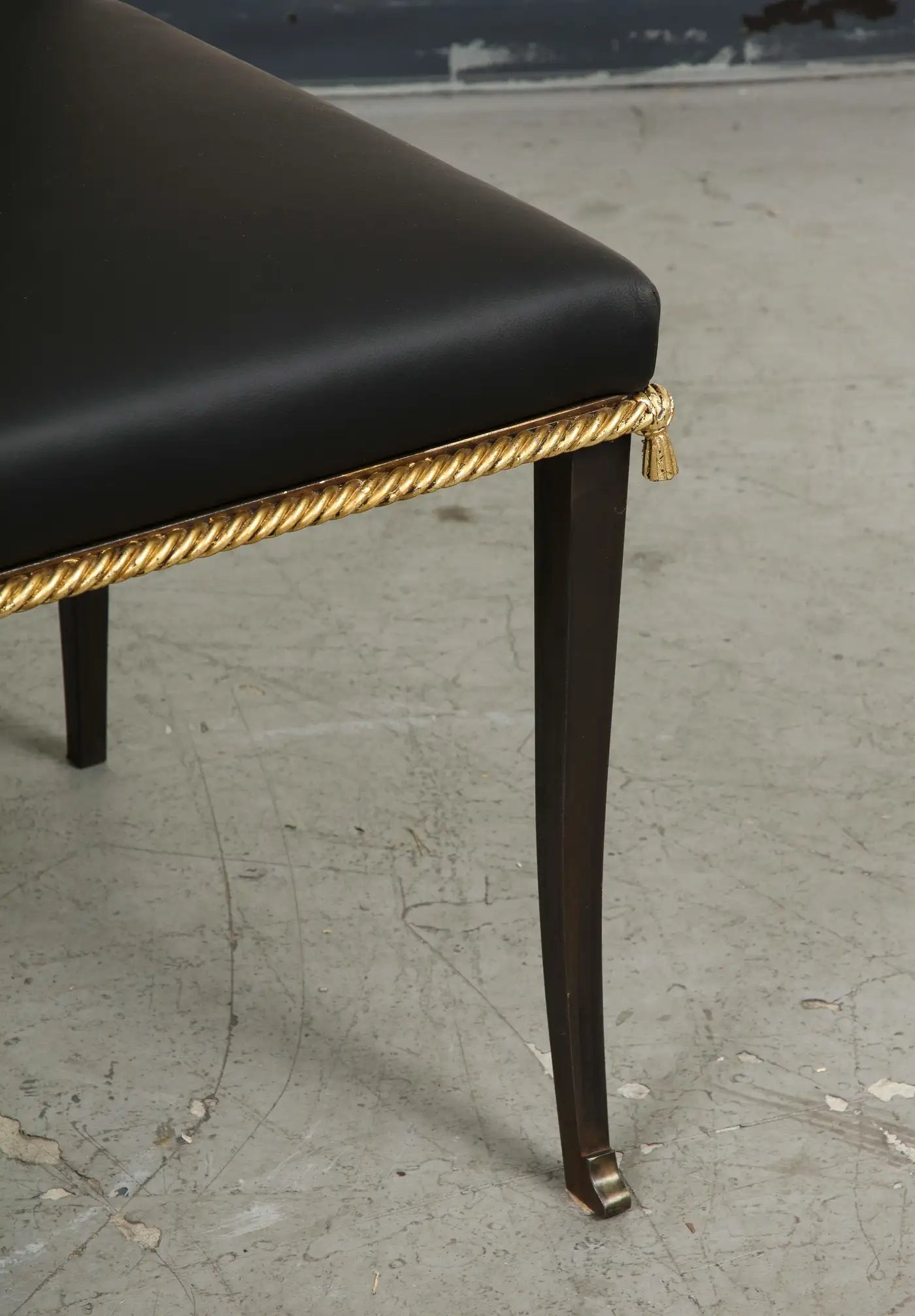 French Midcentury Blackened Iron & Gilt Dining Chairs, Set of 6