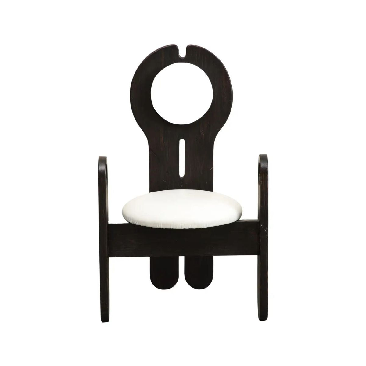 Hungarian Studio White Leather and Wood Side Chair by Szedleczky Design, 1970s