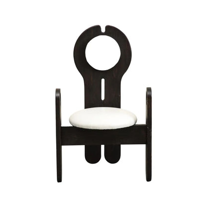 Hungarian Studio White Leather and Wood Side Chair by Szedleczky Design, 1970s