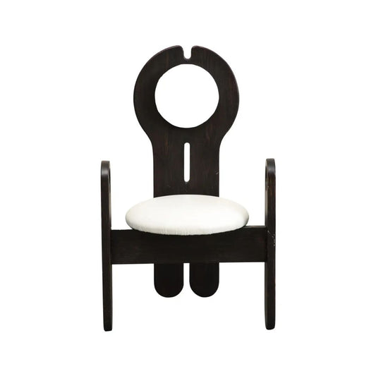 Hungarian Studio White Leather and Wood Side Chair by Szedleczky Design, 1970s