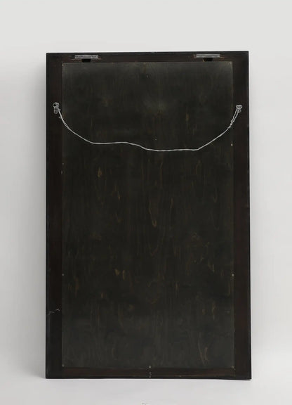 Karl Springer Style Black Goat Skin Wall Mirror with Gold Leaf Accents