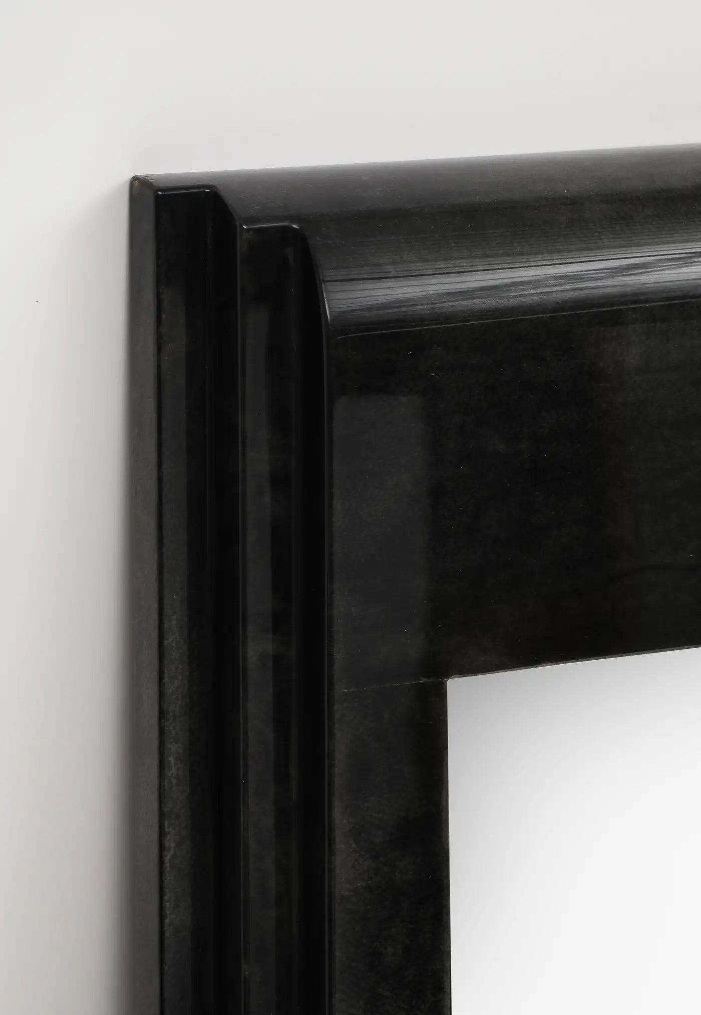 Karl Springer Style Black Goat Skin Wall Mirror with Gold Leaf Accents