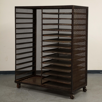 Vintage French 20th Century Steel Baker's Rack or Etagere on Wheels