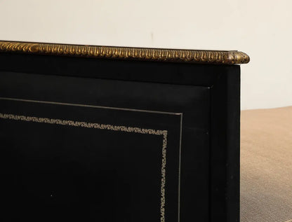 Maison Jansen Black Leather Daybed with Gilded Foliate Design
