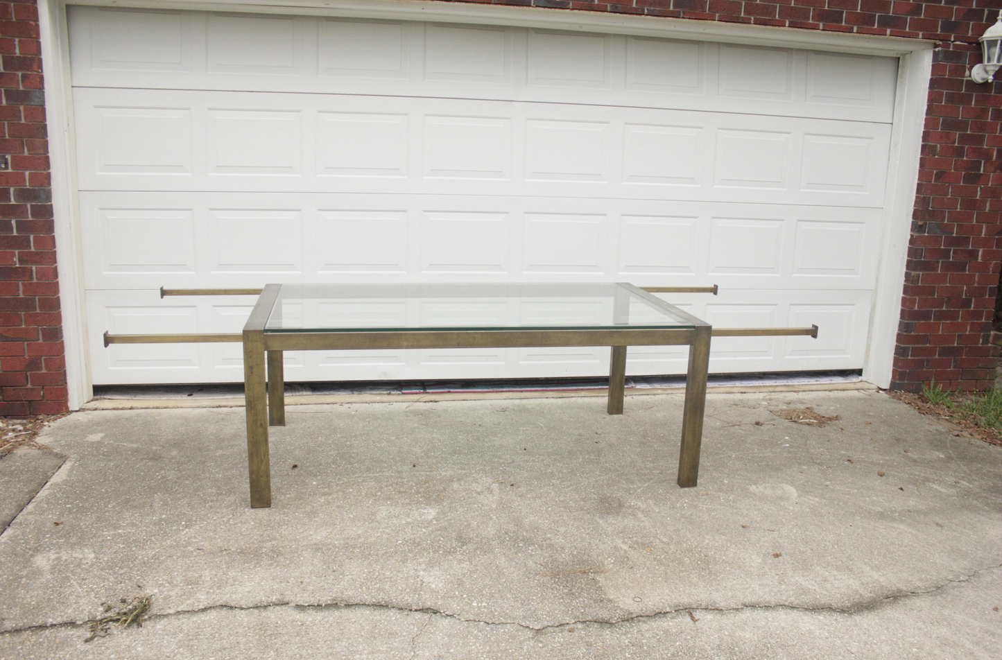 Mid-Century Modern Mastercraft Brass and Glass Extension Dining Table