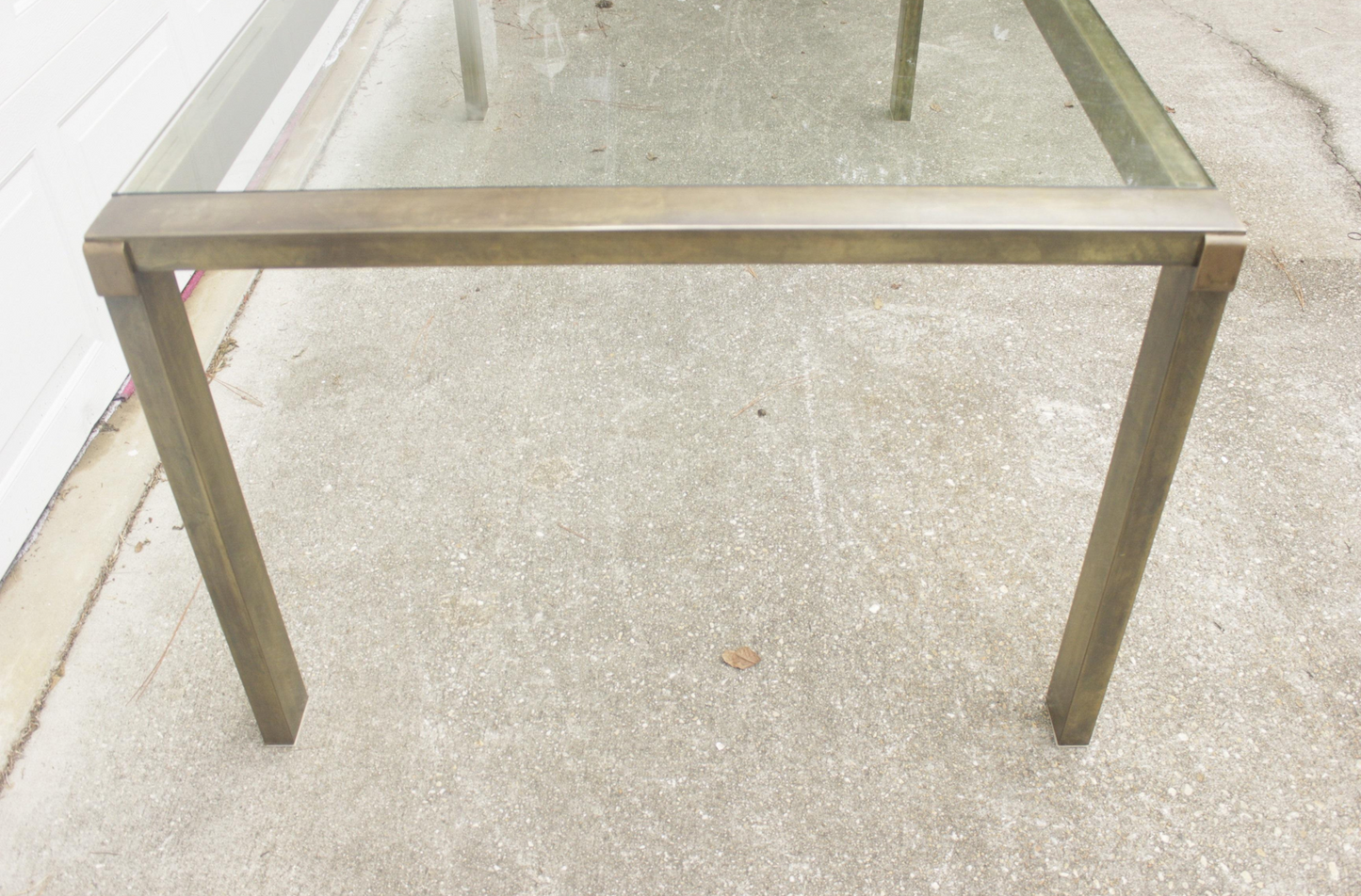 Mid-Century Modern Mastercraft Brass and Glass Extension Dining Table