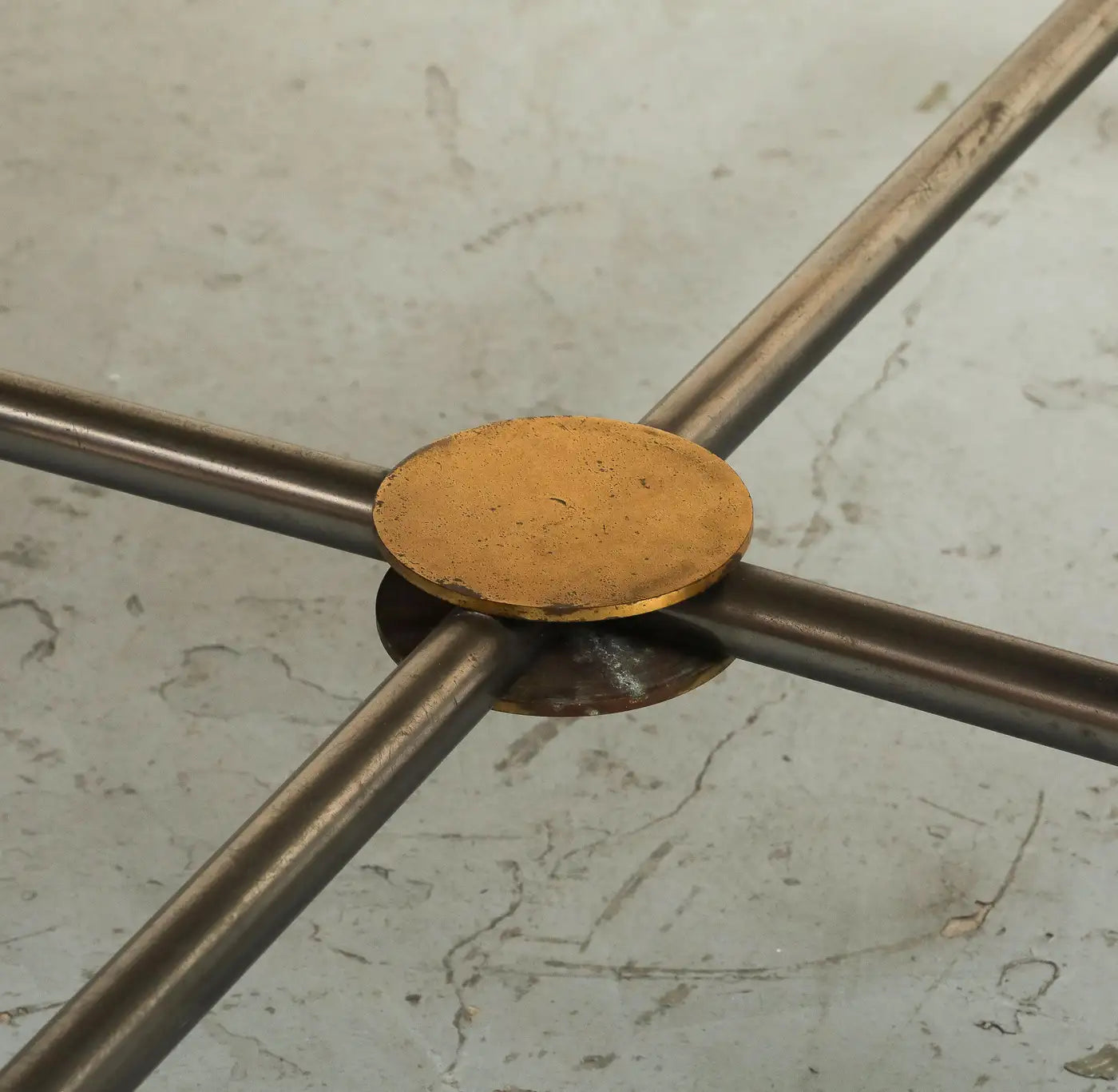 Midcentury Bronze 2-Piece Dining Tables on Casters with Travertine Tops