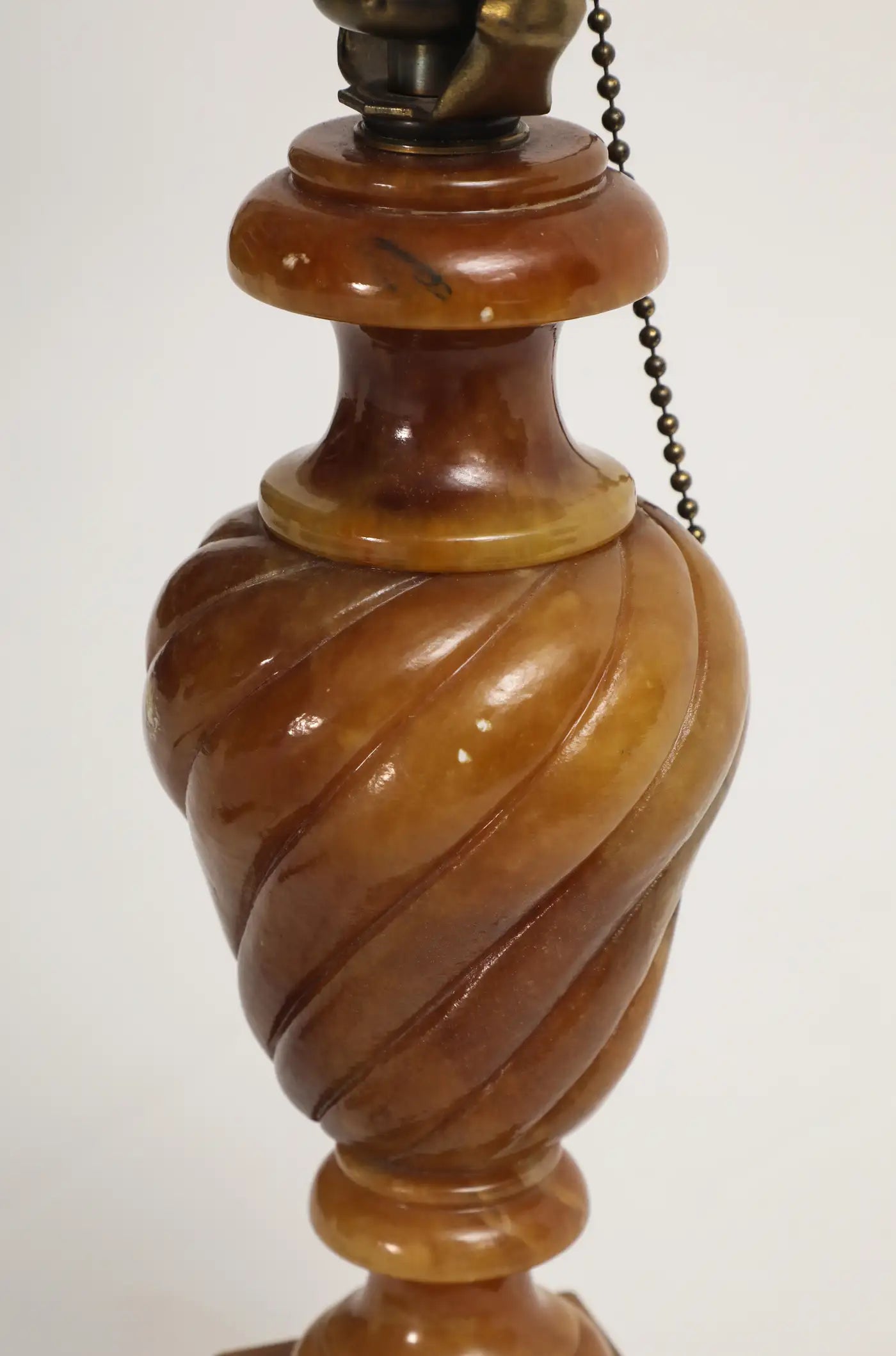 Midcentury Carved Amber-Colored Onyx Table Lamp